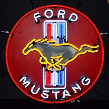 FORD MUSTANG RED NEON SIGN WITH BACKING #8629