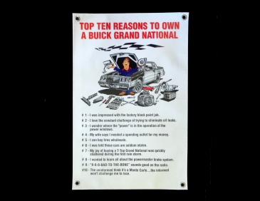 TOP TEN REASONS TO OWN A BUICK GRAND NATIONAL VINYL BANNER