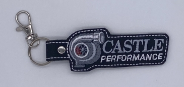 Turbo "CASTLE PERFORMANCE" Black Leather Keychain #8611