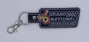 Turbo 6 "GRAND NATIONAL 'INTERCOOLED'" Black Leather Keychain #8614