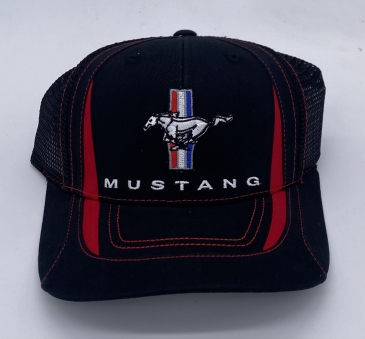 Ford Mustang Red And Black Mesh Hat #8620