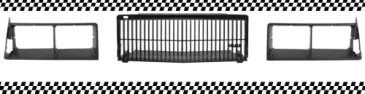 Reproduction Black Headlight Bezel Pair & Front Grille Combo