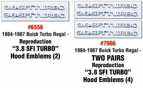 thumbnail image 2 of 84-87 Regal T-Type Turbo 3.8 Hood Ornament Emblem - GM 25517268, Chrome & Painted 2 of 4