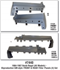 Reproduction GM-style FRONT & REAR BUMPER FILLER PANELS (4) Set KPP7440