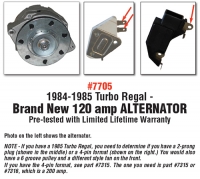 1984 1985 Turbo Regal BRAND NEW 120 Amp ALTERNATOR Pre-tested With Limited Lifetime Warranty