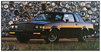 GM Licensed - 1987 GRAND NATIONAL With Hub Caps Background   4'W X '2 H VINYL BANNER