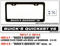 BUICK'S QUICKEST V6 White And Black Decal