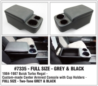 Custom-made Center Armrest Console With Cup Holders - FULL SIZE - GREY & BLACK KPP7335