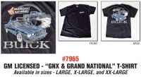GM Licensed "GNX & GRAND NATIONAL" BLACK T-shirt - Size X-LARGE #7965-XL